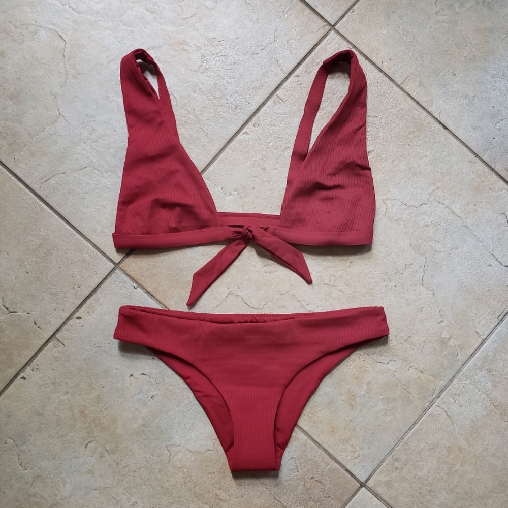 Tavik Caroline Red Ribbed Bikini Set medium
